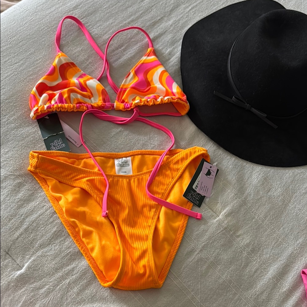 Vibrant Orange and Pink Bikini Set